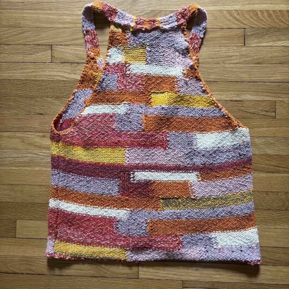 Anthropologie Pilcro Knit Sweater Vest Womens Large Patchwork Button Up Boho - Picture 8 of 10